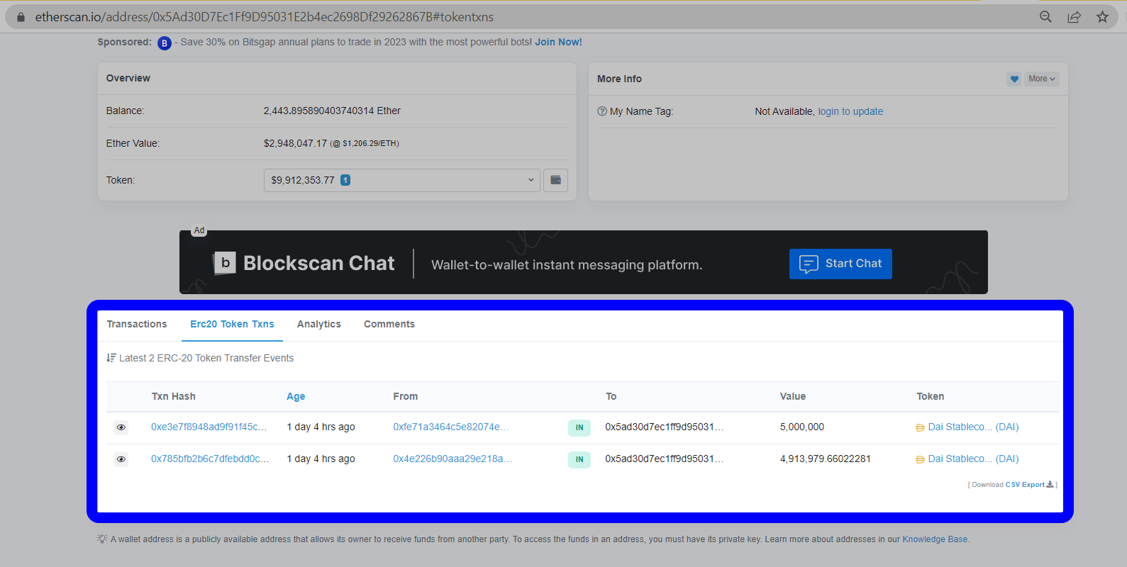 9.9M DAI returned to this address: [https://etherscan.io/address/0x5Ad30D7Ec1Ff9D95031E2b4ec2698Df29262867B#tokentxns](https://etherscan.io/address/0x5Ad30D7Ec1Ff9D95031E2b4ec2698Df29262867B#tokentxns)