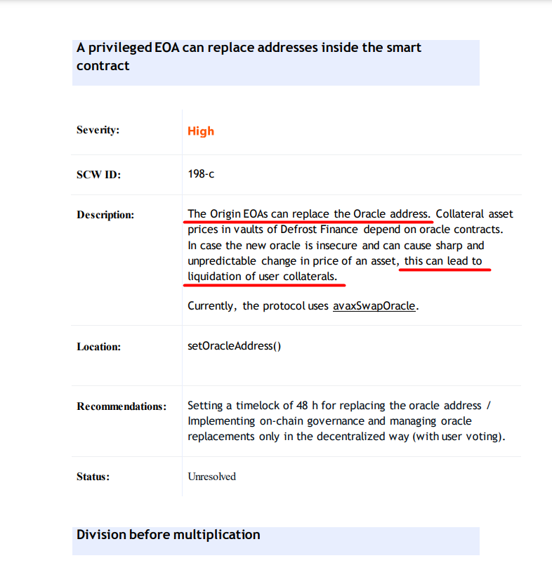 [The 33rd page of DeFiYield.App’s Audit Report on Defrost Finance](https://safefiles.defiyield.info/safe/files/audit/pdf/SC_audit_for_defrost_f_1.pdf)