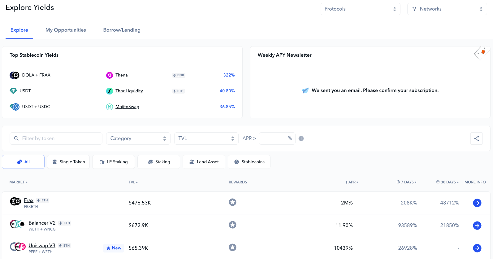 defi explore tool for staking and yield farming