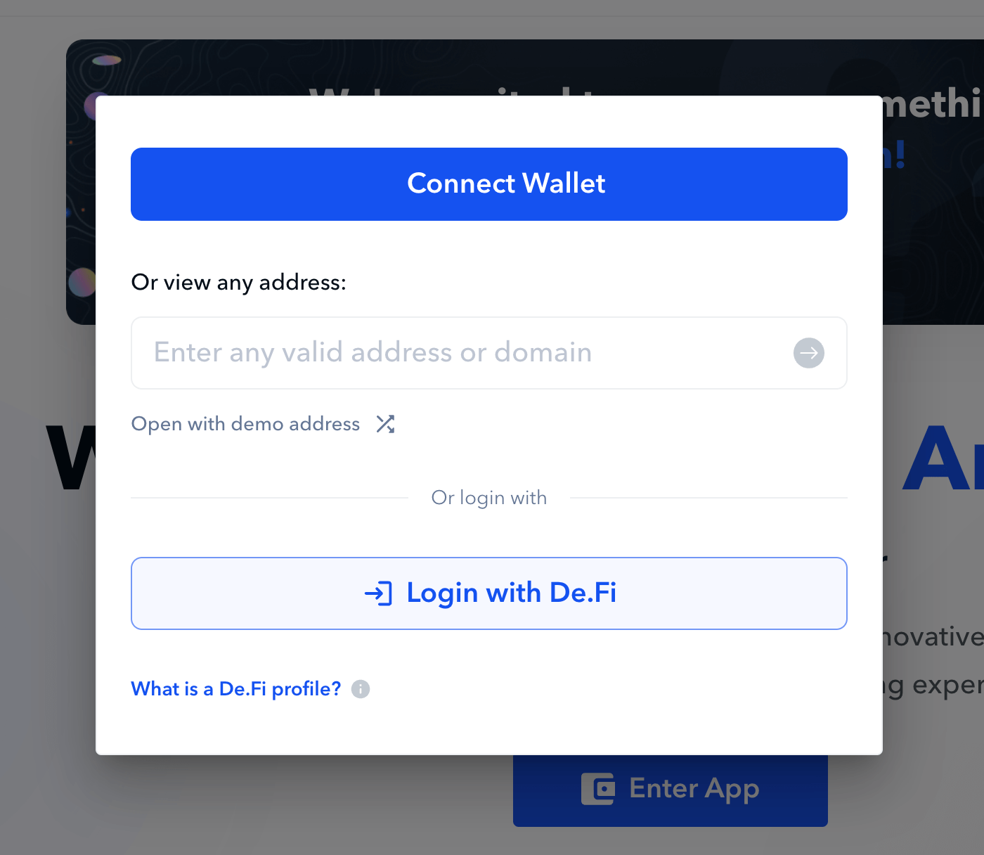 connect wallet on defi app