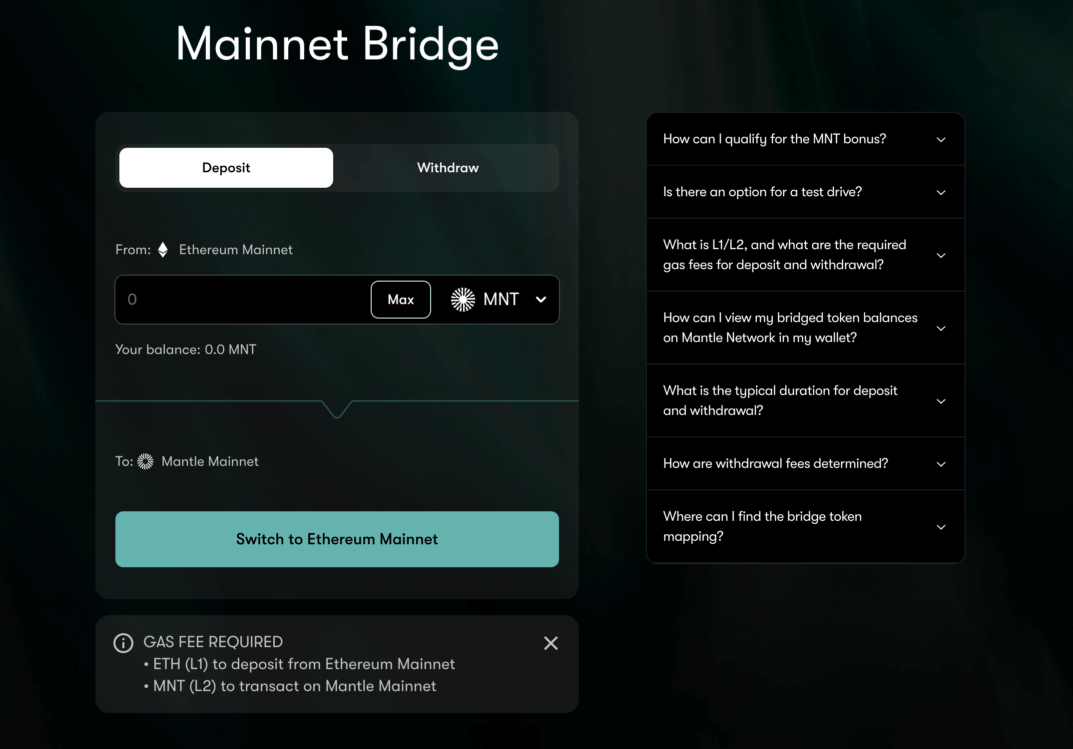 official mantle network bridge