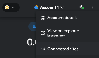 bnb chain connected sites menu item