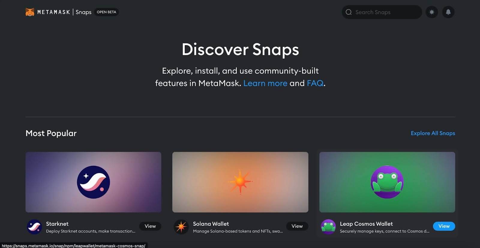 metamask snaps homepage