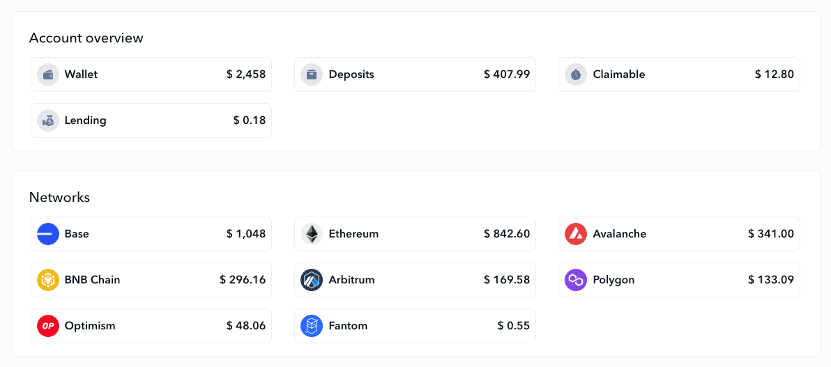 defi account overview dashboard